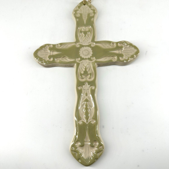 Southern Living At Home Cathy Robinson Moss Green Ceramic Cross - Picture 3 of 6